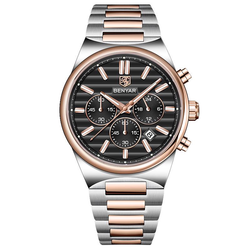 BENYAR Men's Quartz Watch, Fashionable Waterproof Luminous Wristwatch BY-5214M.