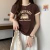 Sommer slank ung jente korte T-skjorter harajuku Enkelt bokstavtrykk Crop Tops Kvinner Uformelt kortermet T-skjorte Sports topp koreanske klær