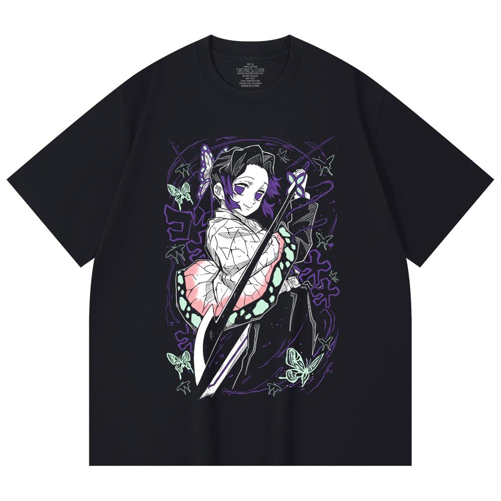 230 Gsm 100% Cotton Demon Slayer V44 Shibobu Print Unisex Heavy Cotton T Shirt