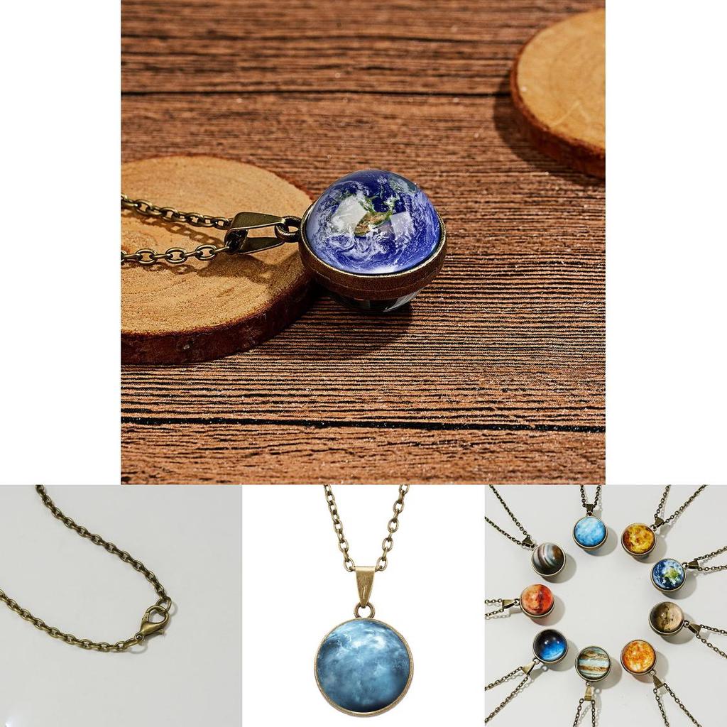 Sci Fi Universe Pendant Necklace With Vintage Zinc Alloy And Circular Chain For Night Sky Lovers