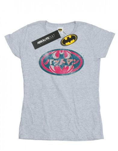 DC Comics T-shirt in cotone rosso con logo giapponese Batman da donna/donna