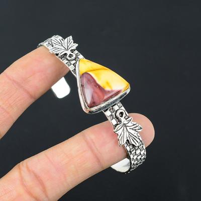 Daughters Day Sale 925 Silver Trillion Natural Mookaite Trendy Bangle Bracelet