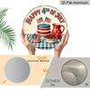 2D Flat, 1pc Retro Vintage 4th of July Sign, Patriotic American Flag Cake Cup Coffee Cherry Jug Decor, Round Aluminum Metal Sign, 4th of July