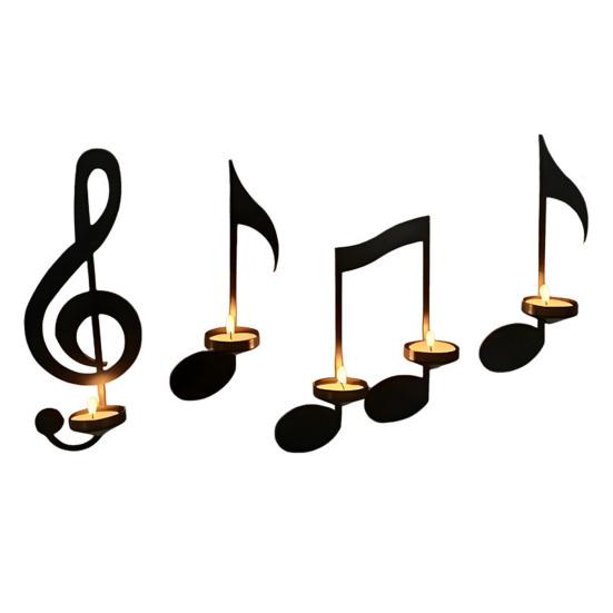 Black Music Note Candle Holder Vintage Wall Mount Tealight Holder Musical Symbol Wall Decor for Living Room Dining Hallway