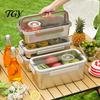 Lunch Container Stainless Steel Crisper Box with Sealing Lid And Handle, Large Capacity Portable Picnic Food Storage Bread Box, for Home