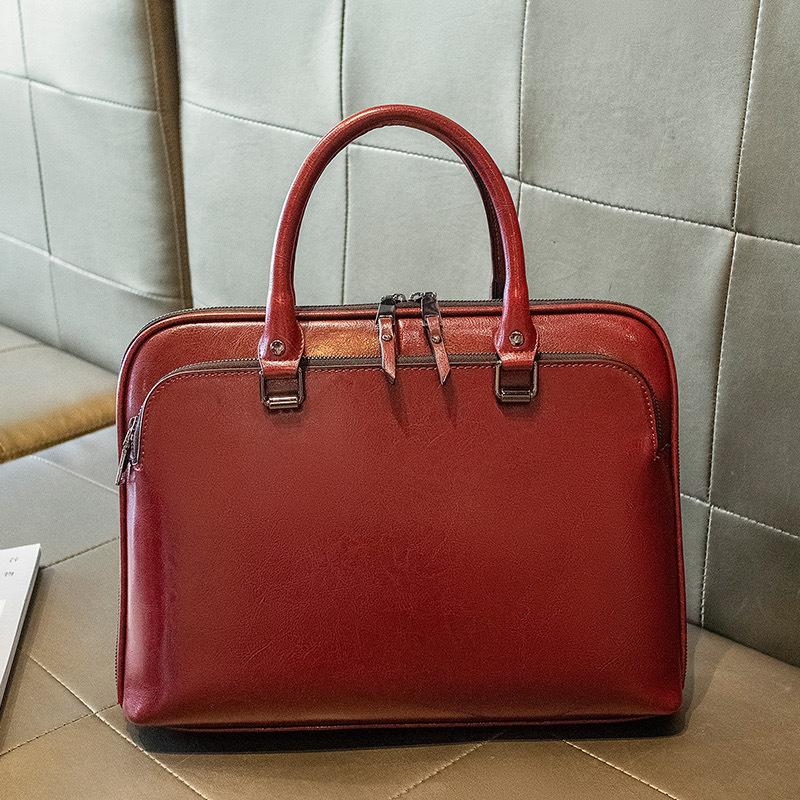 TS JYL laptop bag,Genuine Leather Women Handbag Fit 13 14 Inch Laptop Crossbody Shoulder Bag