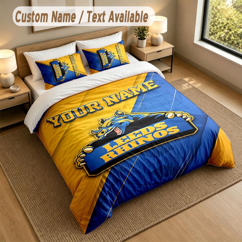 Bettwäsche-Set 1 Bettbezug 2 Kissenbezüge Leeds Rhinos Druck Weiche Bettwäsche Schlafzimmer Dekoration