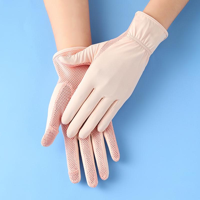 Gloves Summer UV Sun Protection Tram Outdoor Touch Full Finger Riding Ladies Screen Breathable Ice Silk Driving Gloves