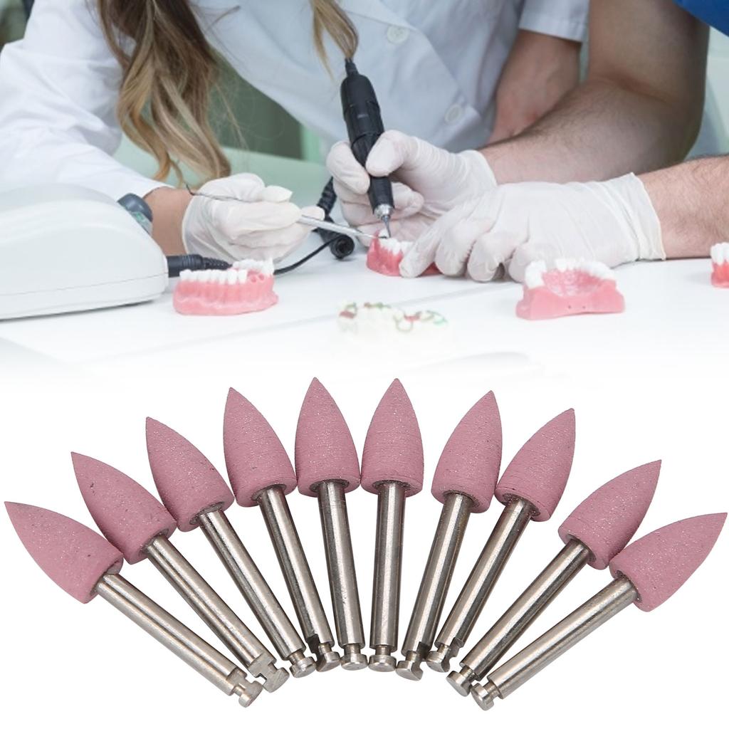 10 pezzi Frese per lucidatura dentale Bassa velocità Lucidatore per molatura dentale Set di punte da trapano Rosa 410