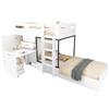 Litera con Escritorio Extraíble y Armario, con Cajón y Estantes y Escalera, sin Colchón, 90*200 cm, Blanco (SKU ANTIGUO:3233289012AAW-1)