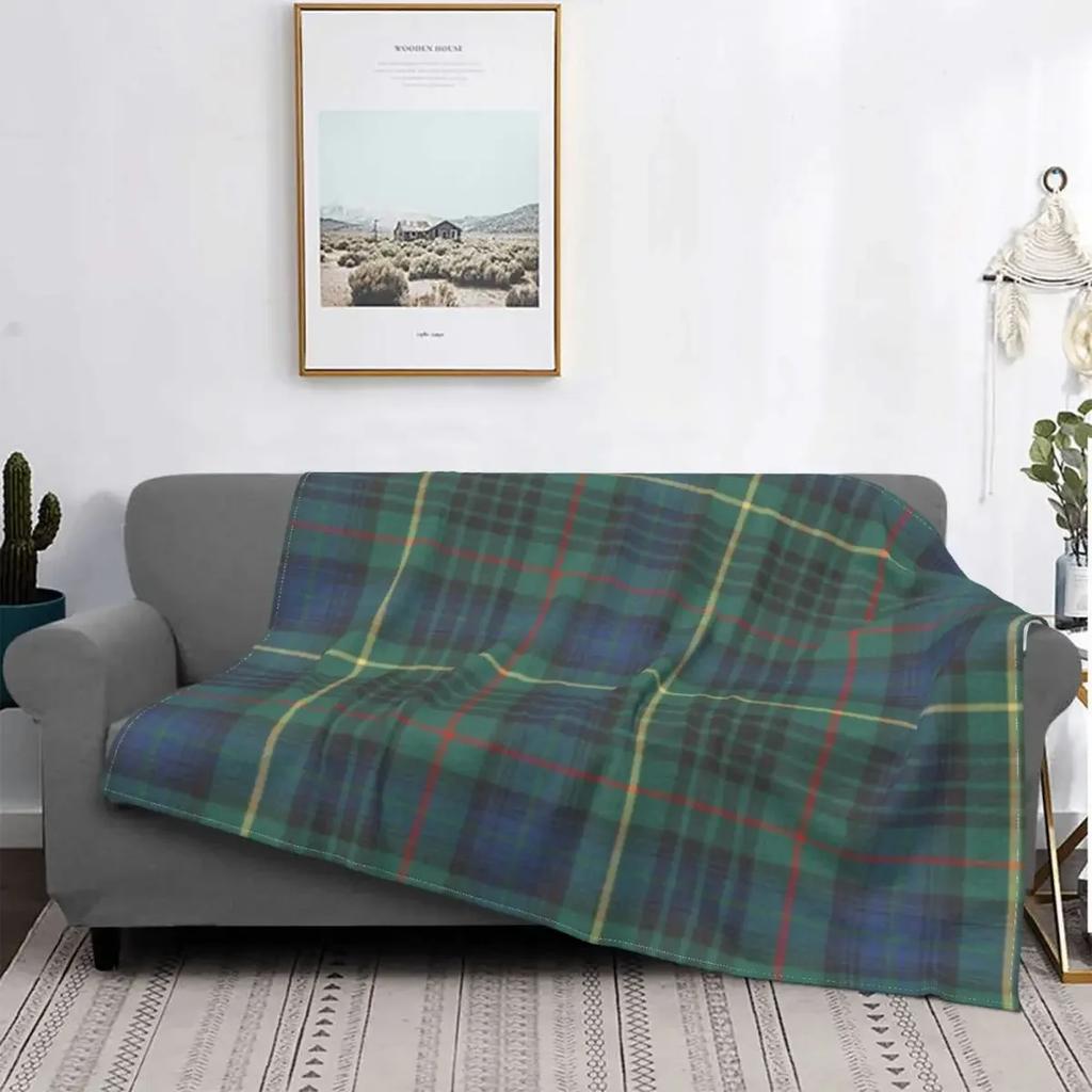 Manta de Tartán Rojo Clan Stewart, Manta de Franela Ultra Suave a Cuadros Ligera Decoración del Hogar Manta de Forro Polar para Hombres Mujeres Niños