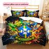 Brazil National Football Team2 Pattern Bedding Quilt Set  Home Decoration  Gift (1 * duvet cover + 2 * pillowcase  without core)