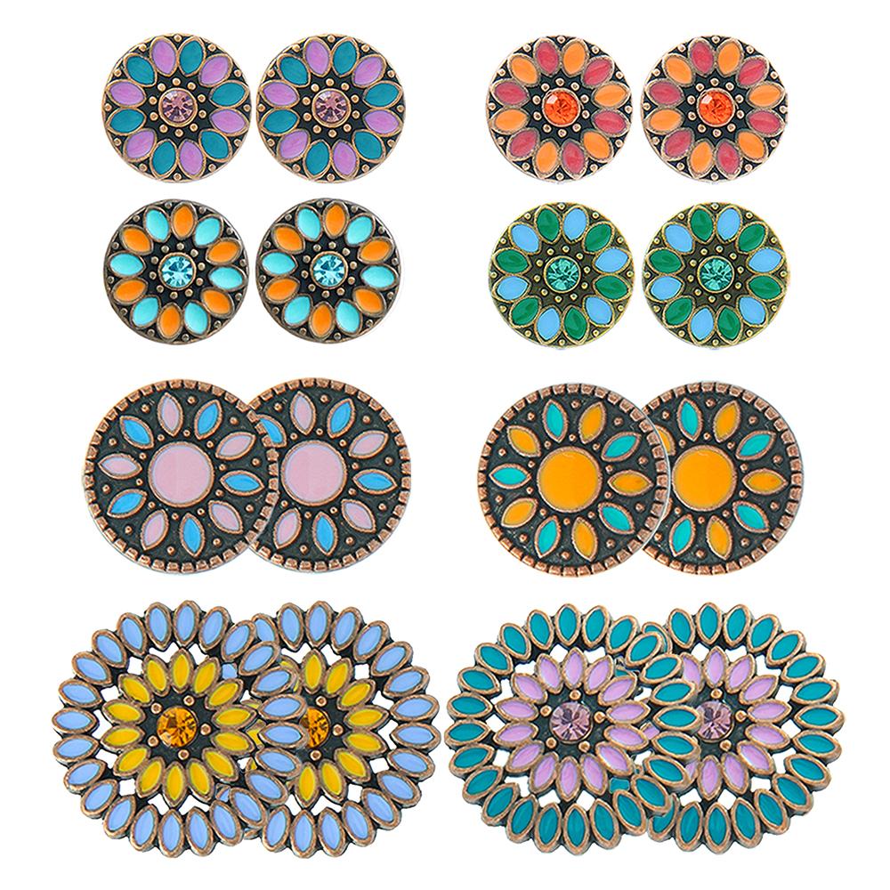 Women's Cute Oil Drop Stud Earrings Vintage Multicolor Earrings Set Geometric Roud Boho Party Decors Daily Wear Gifts Versatile