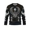 Ancient Egyptian Art Print, Men's Graphic Design Crew Neck Long Sleeves T-shirt, Casual Comfy Sweatshirt for Spring Autumn, Men's Novelty Tops