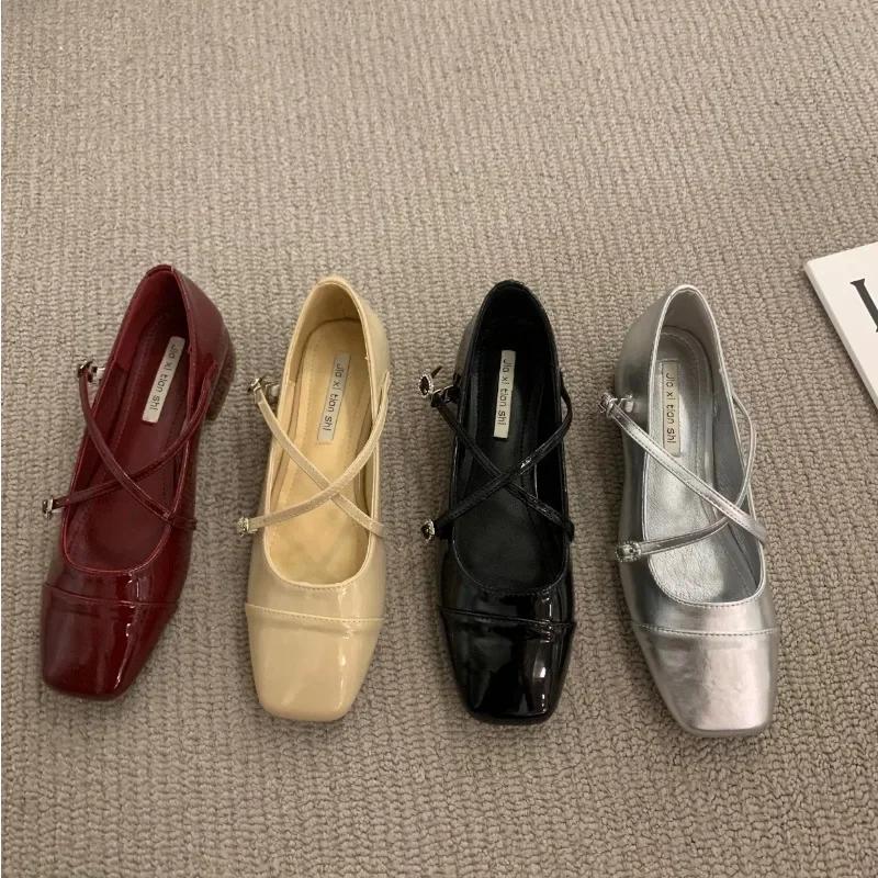 Fashion Retro Shallow Mary Jane Shoes for Women Pumps Soft Comfort Medium Heeled Red Ballet Single Shoes Zapatos De Mujer 2025 Style