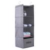 Hanging Closet Organizer Clothes Clothing Storage Holder 4 Shelves with Drawer (Gray)