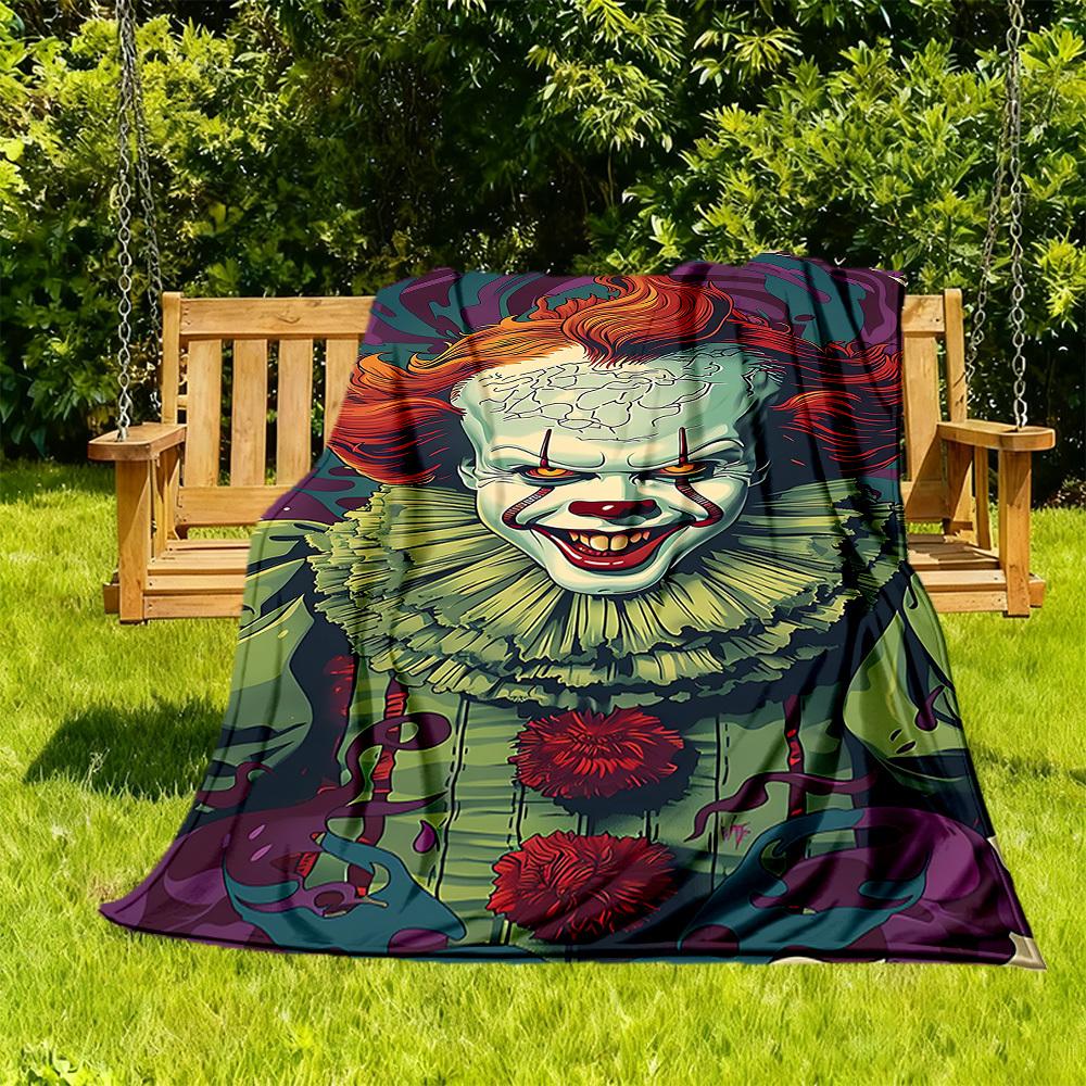 1PC Clown Horror IT Outdoor Flannel Throw Blanket - HD Printed Lightweight Soft Warm All-Season Blanket for Sofa, Bed, Travel - Machine Washable106