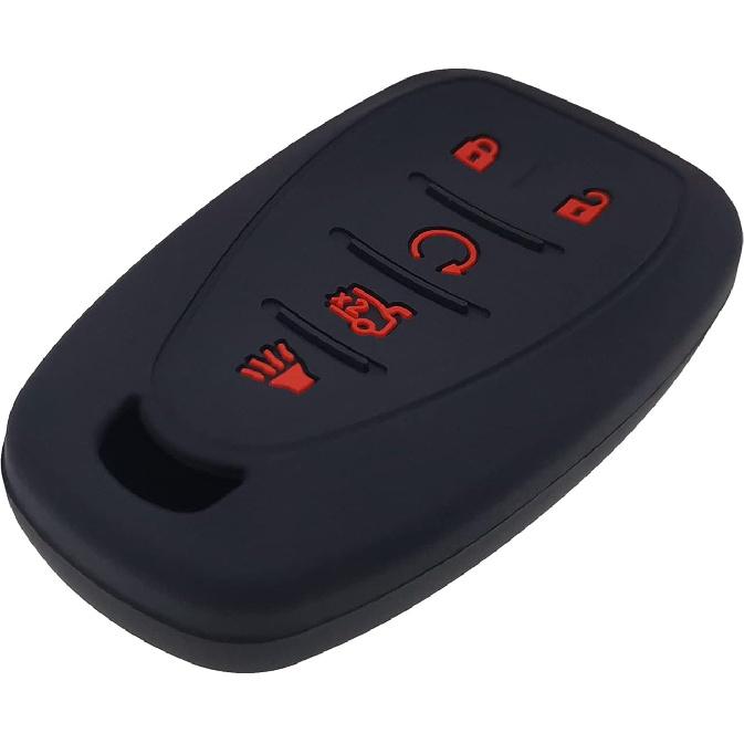 GFDesign 2 Pcs Silicone 5 Buttons Key Fob Cover Remote Case Keyless Protector Compatible with 2016- Chevrolet Chevy Malibu Camaro Cruze Equinox Sonic