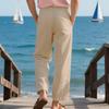Men's Linen Casual Pants Summer Loose Straight Leg Naples Gurkha Wide Leg Trousers for Men