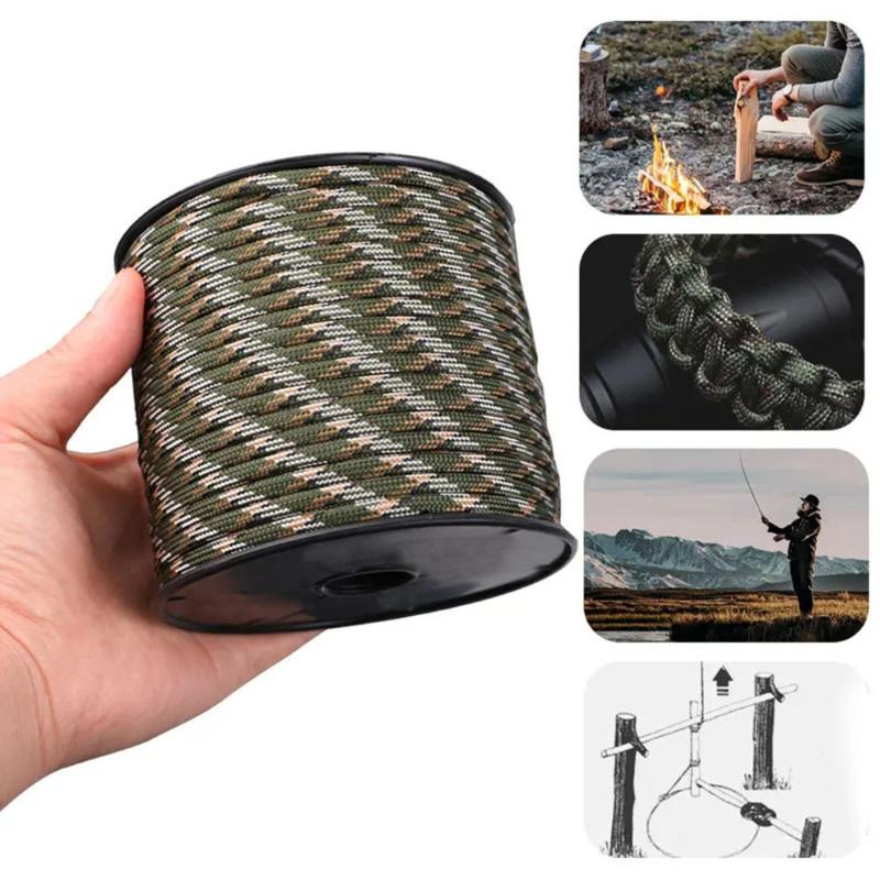 50M Militärstandard 9-adriges Paracord Seil 4mm Outdoor Fallschirmschnur Überlebensschirm Zelt Lanyard Band