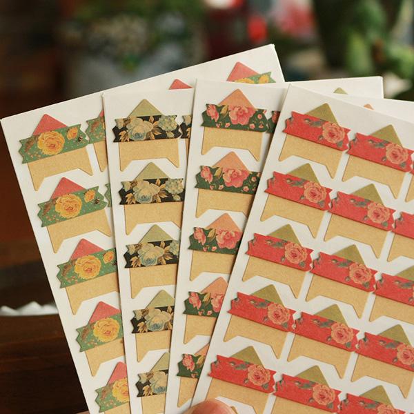 96 Pcslot 4 Sheets Vintage Flowers Corner Paper Diy Stickers For Po Album Scrapbooking Protect Po Frame Albums Decoration