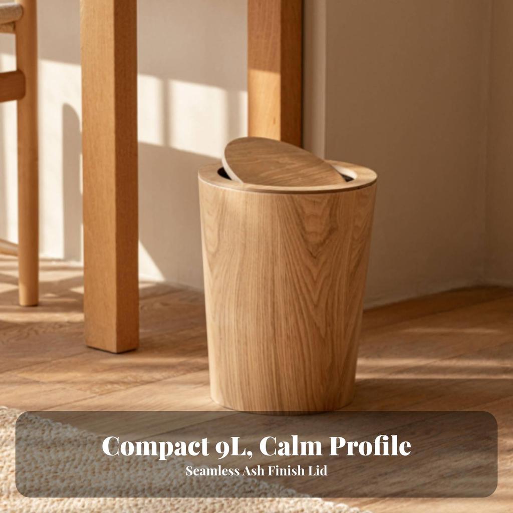 Trash Bin with Swing-Top Lid Space-Saving Wastebasket Slim for Office, Bedroom