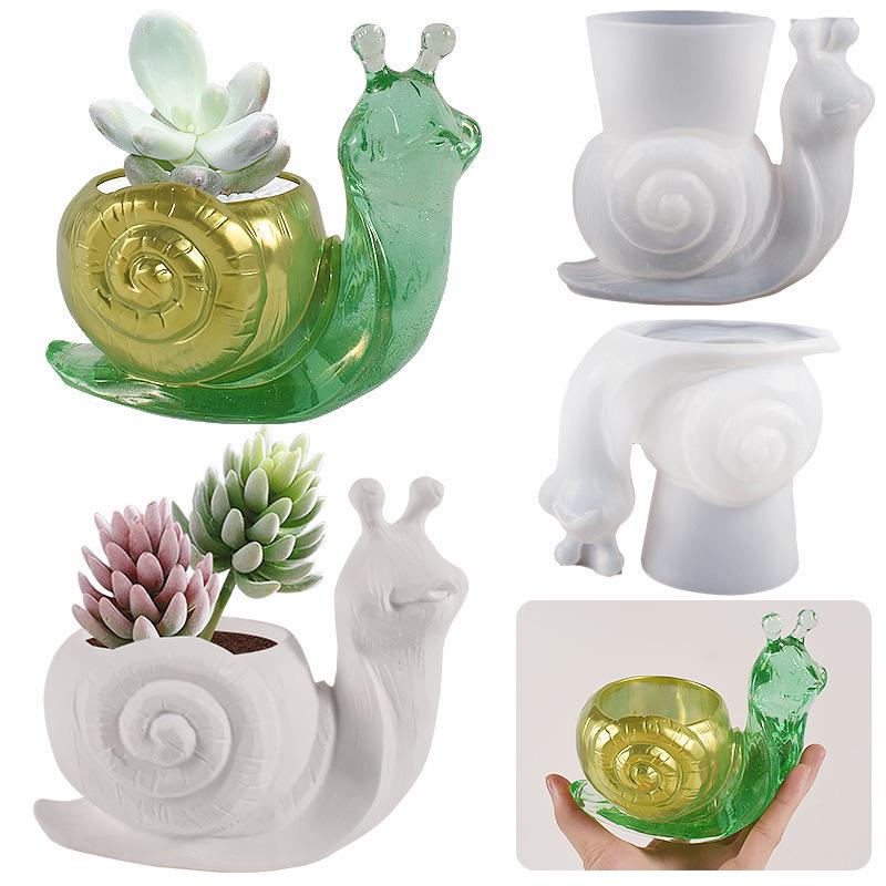 3D Snail Desk Ornament & Flowerpot Silicone Mold
