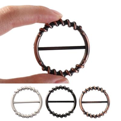 Multifunctional Clothing Corner Knotted Buckles Round Metal Scarf Buckle  Girls