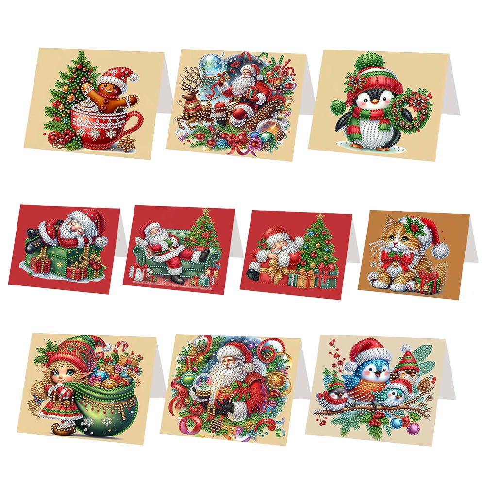 6/10/12 PCS DIY Diamond Painting Greeting Card Set Xmas Pattern Diamond Art Greeting Cards Thank You Cards and Holiday Blessings