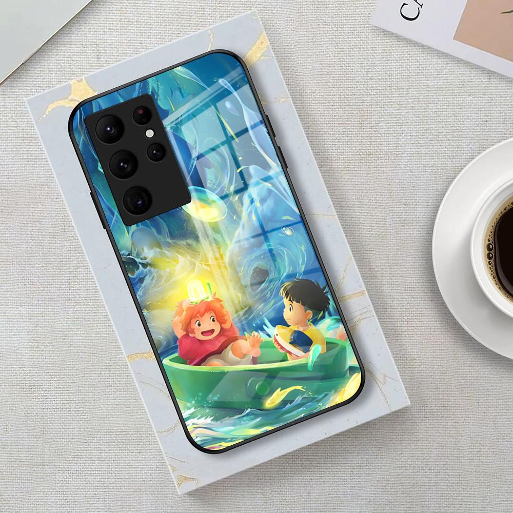Movie Cute-PonyoES Phone Case For Samsung S26 S25 Edge Ultra 23 22 21 20 Ultra Plus S24 Fe Glass Cover