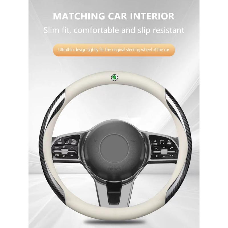 Leder Kohlefaser Auto Lenkradabdeckung Autozubehör Für Skoda Octavia Superb Rapid Kodiaq Karoq Fabia Kamiq Roomster Citigo