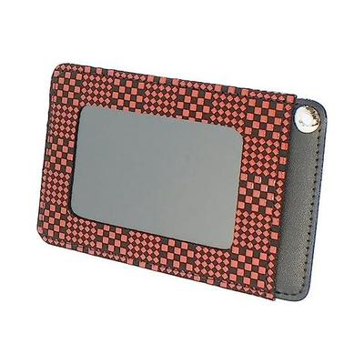 Indenya Pass Case, Slim Deer Leather, Black X Red Lacquer, Small Checker Pattern, Special Order Color 2525-21-167