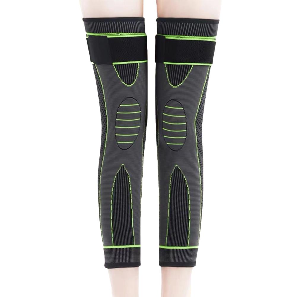 1 paire de genouillères de compression longues, support de soutien, manchon de sport à rayures allongées, protection contre l'arthrite et les douleurs articulaires, genouillère élastique