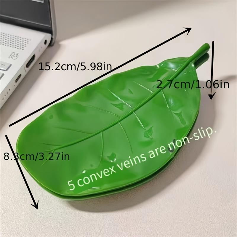 Choice| Green Leaf Soap Dish - Resin Oval Soap Box for Bathroom, Non-Slip Design, Decorative and Functional, Ideal for Shower and Sink Areas