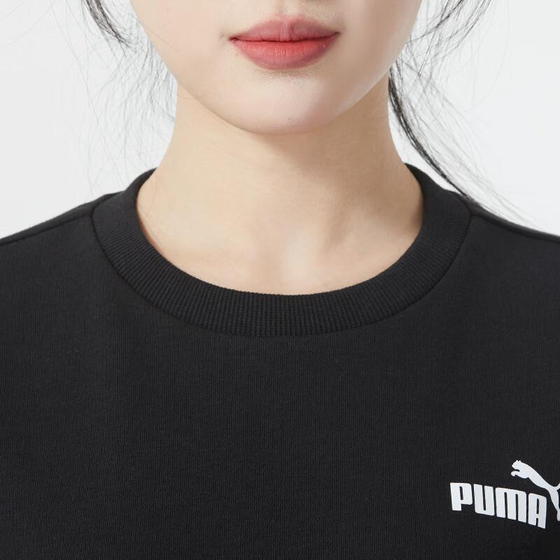 Puma Solid Color Casual Loose Fit Drop Shoulder Long Sleeve Sweatshirt Women Tops Black 682274-01