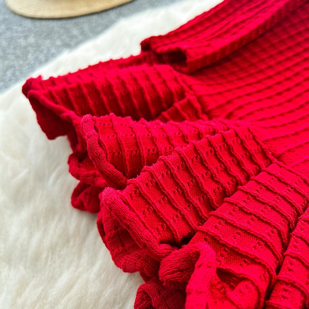 Jaro Podzim Dámský Svetr s V výstřihem a Dlouhým Rukávem Párty Mini Krátký Pulovr Mořské panny Šaty