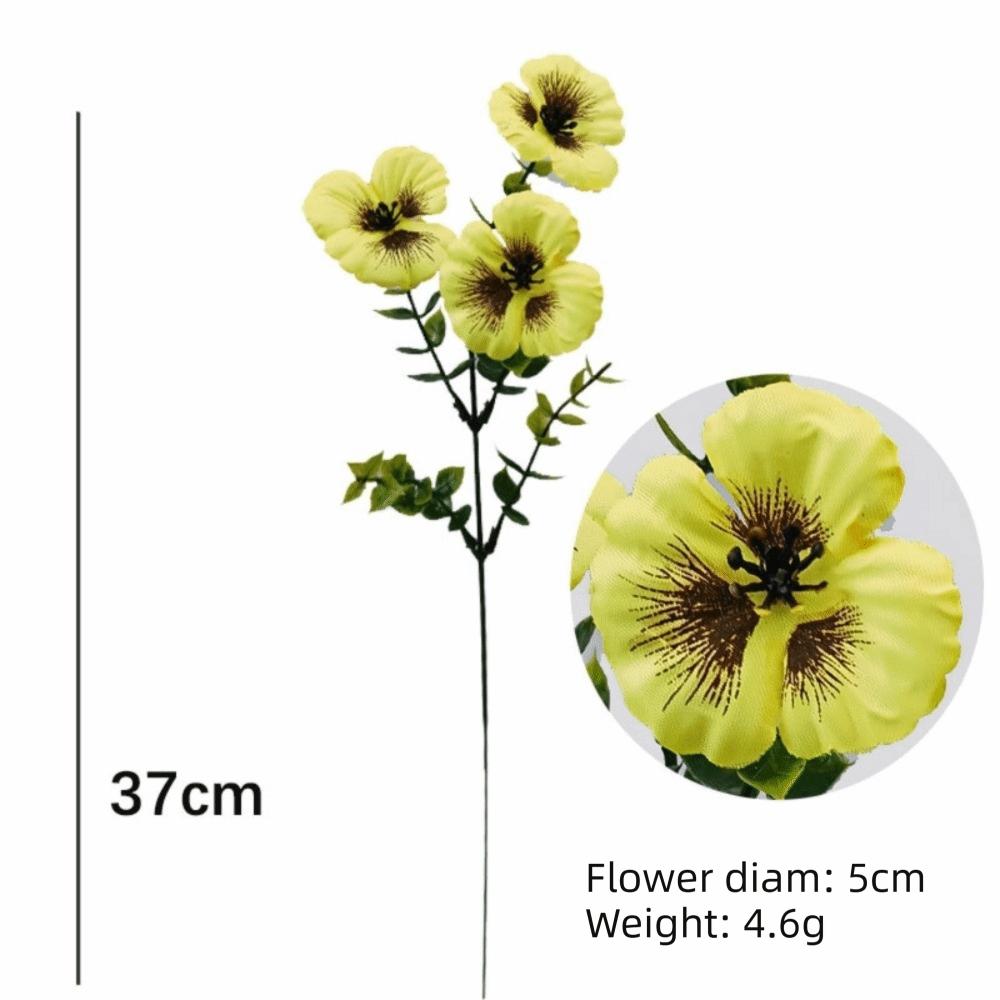 Realistic 37cm Artificial Pansy Flowers 3 Heads Silk Butterfly Flowers Simulation Flowers Table Centerpiece