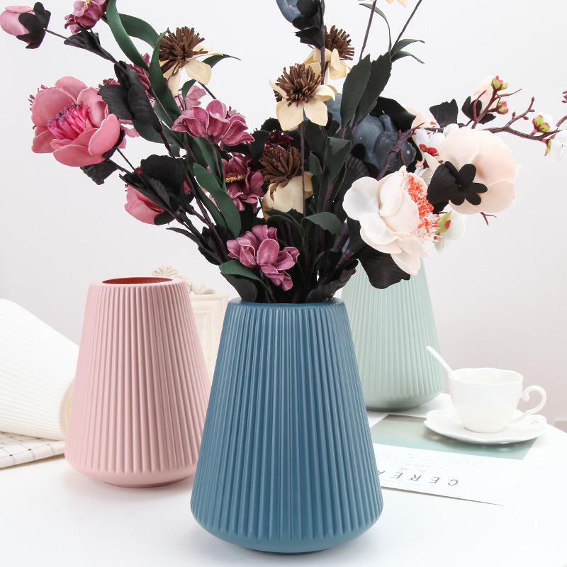 Nordic Creative Vase Home Decor Flower Vases For Homes Wet And Dry Planter Desk Decoration Imitation Ceramic Plastic Crafts