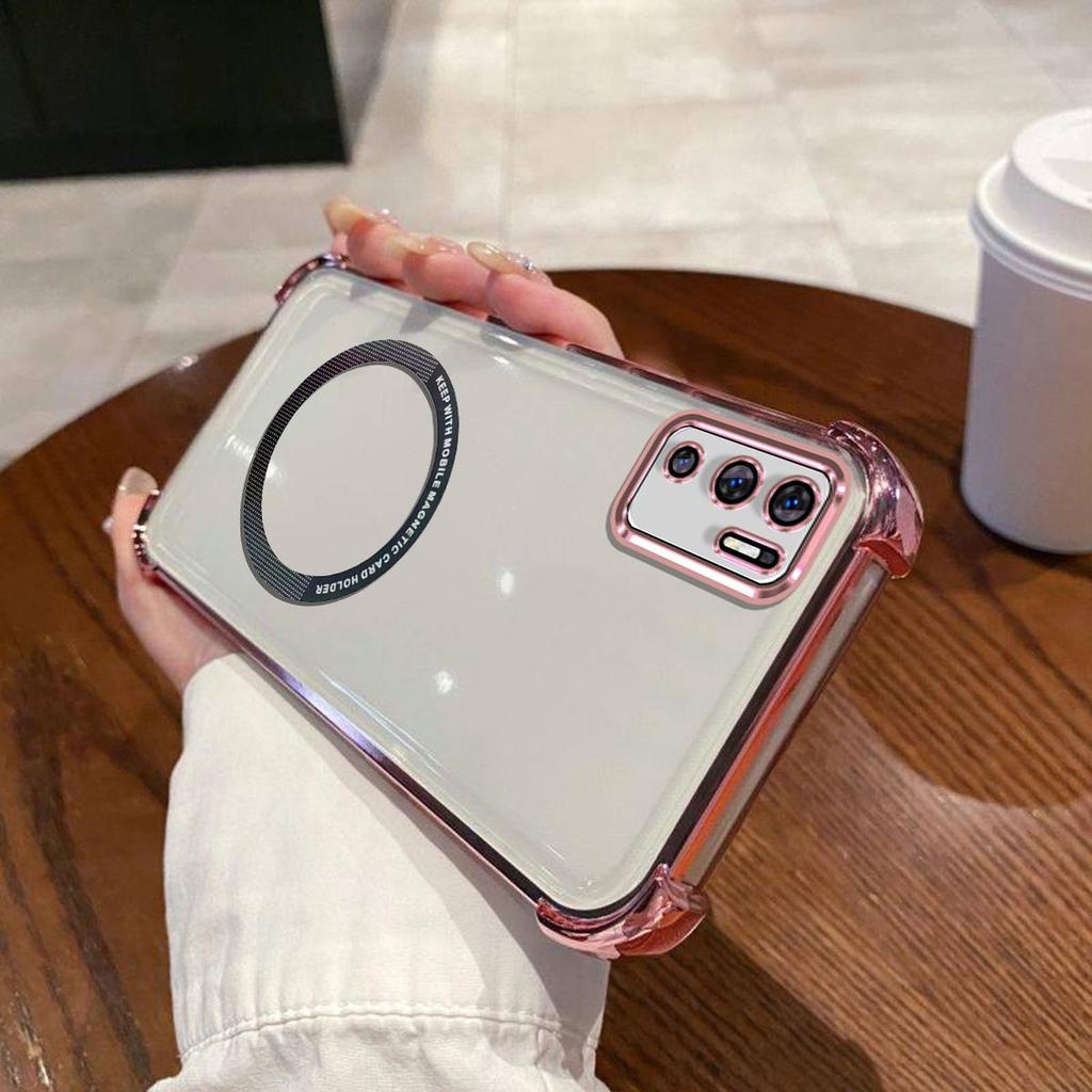 Case for Xiaomi Redmi Note 10 5G,POCO M3 Pro 5G Clear Magnetic Casing Electroplated Lens Frame Phone Cover