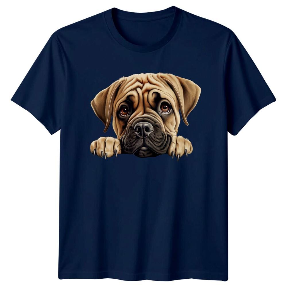 Cute Dog Breed Bullmastiff Puppy Peeking Funny Graphic TShirt