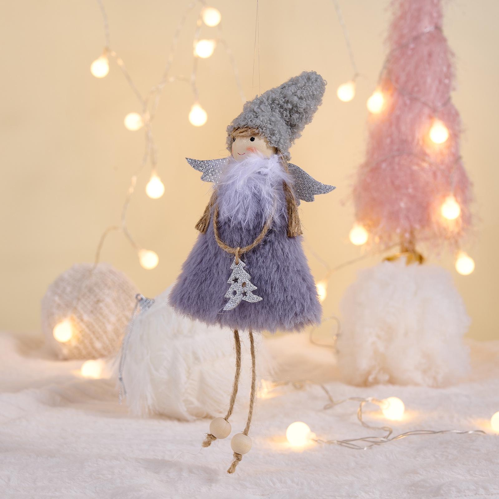 Pink Angel Lambswool Hat Girl Christmas Tree Ornament