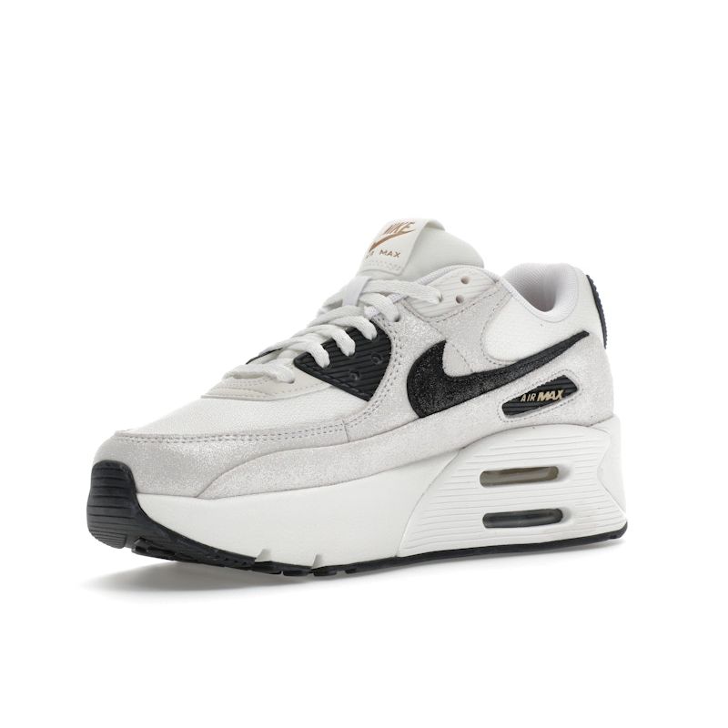 Nike  Air Max 90 LV8 White Metallic Gold Black Women Sneakers Team-Red HQ3497-100