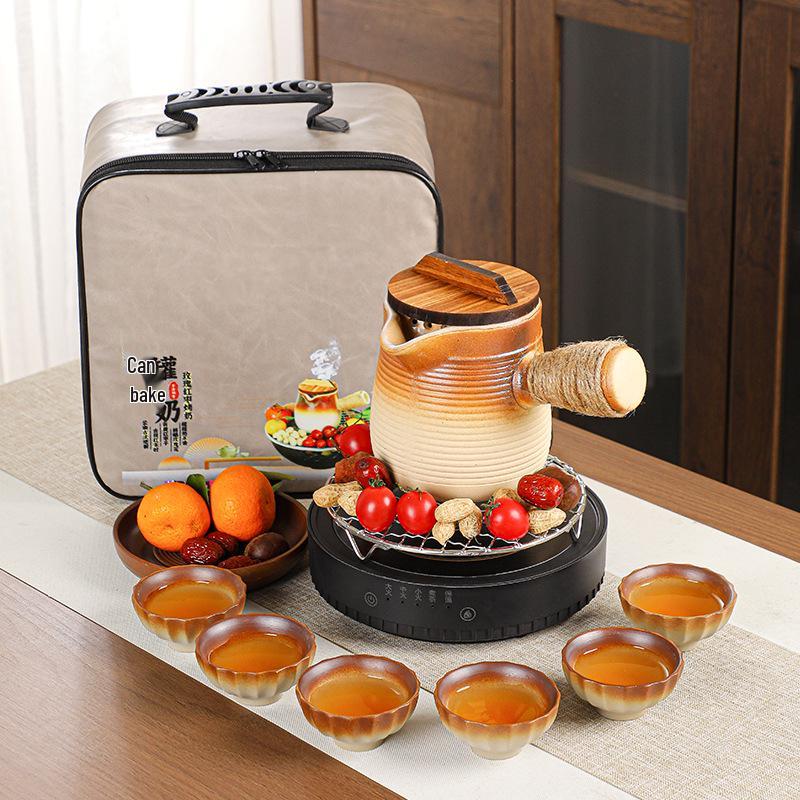 Fire-friendly Ceramic Tea Pot Set: Heat-resistant, perfect for roasting tea, boiling milk, and open flame cooking.