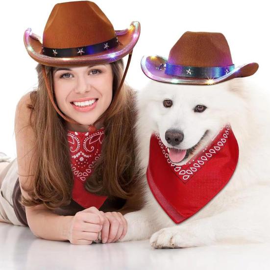 4. Juli Hunde-Outfit Set – Patriotischer Cowboyhut & Bandana Für Kleine Hunde & Katzen (Größe S)