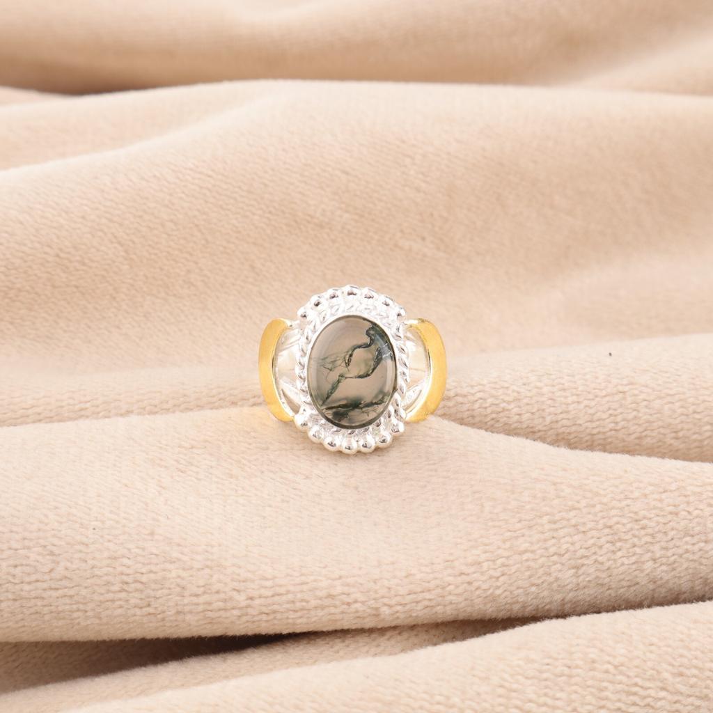 Natural Moss Agate Gemstone 925 Sterling Silver Jewelry Handmade Dainty Ring RR-61-23