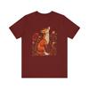 Tees Wildflower Fox Print Comfort Unisex Clothes T Shirt Daily Match Casual Tops Pure Cotton Girls Tshirt Crewneck Short Sleeve