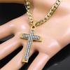 Christian Crystal Cross Pendant Necklace for Men Women Stainless Steel Gold Color Rhinestone Religion Necklaces Jewelry NZZZ493