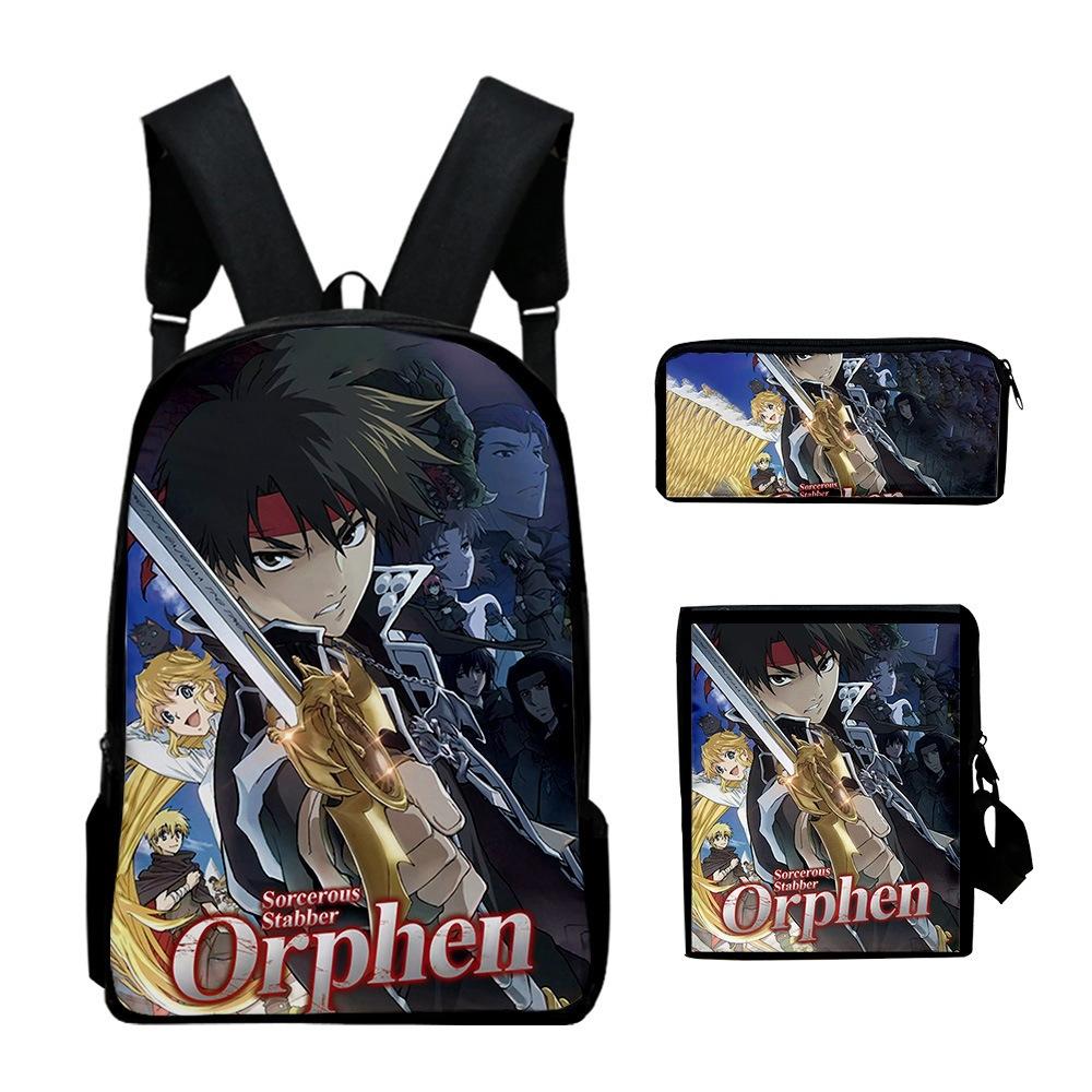 Harajuku Sorcerous Stabber Orphen 3D Print 3pcs/Set Pupil School Bags Laptop Daypack Backpack Inclined Shoulder Bag Pencil Case