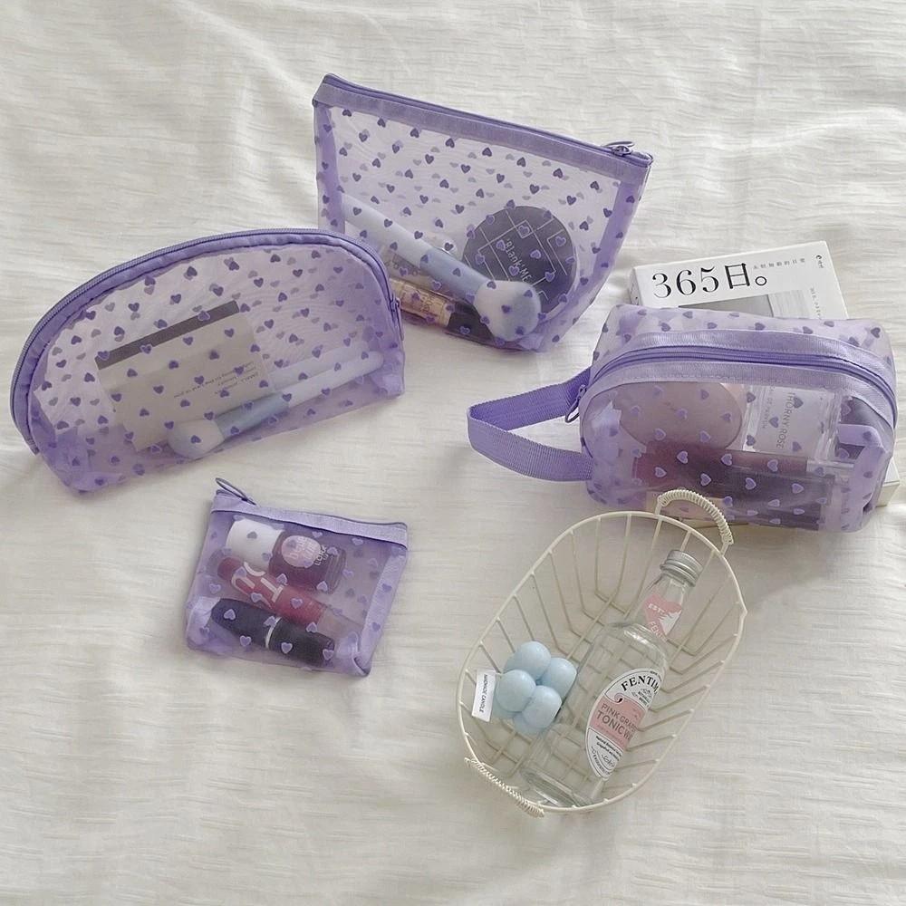Mesh Cosmetic Bag Wave Point Storage Bag Portable Makeup Bag Outdoor