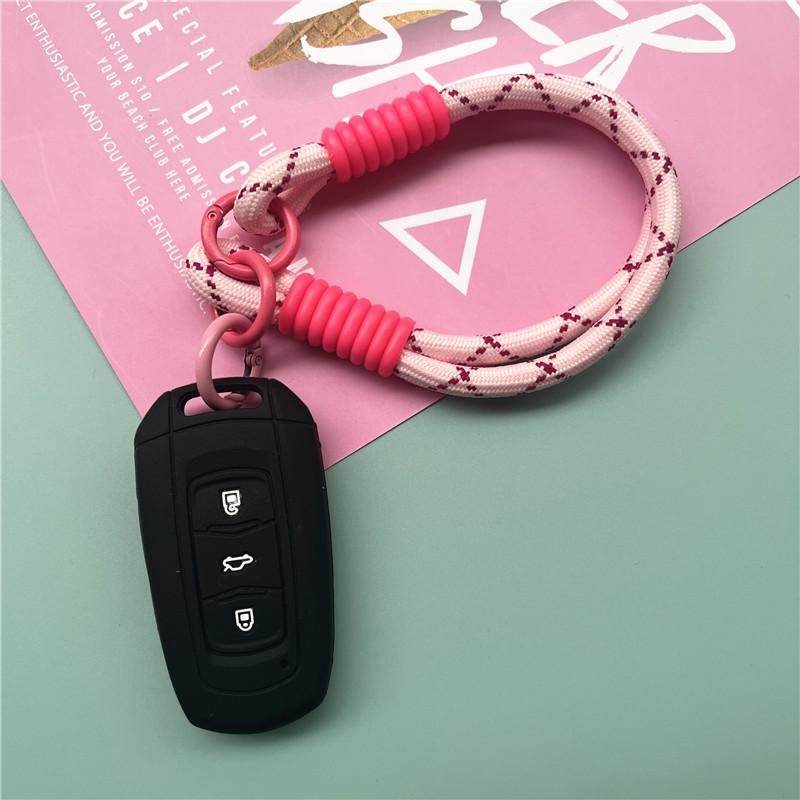 Keychain Metal Key Ring Accessories Colorful Car Keychain For Bags Charm Portable Key Chain Anti-fall Wrist Strap Couple Lanyard